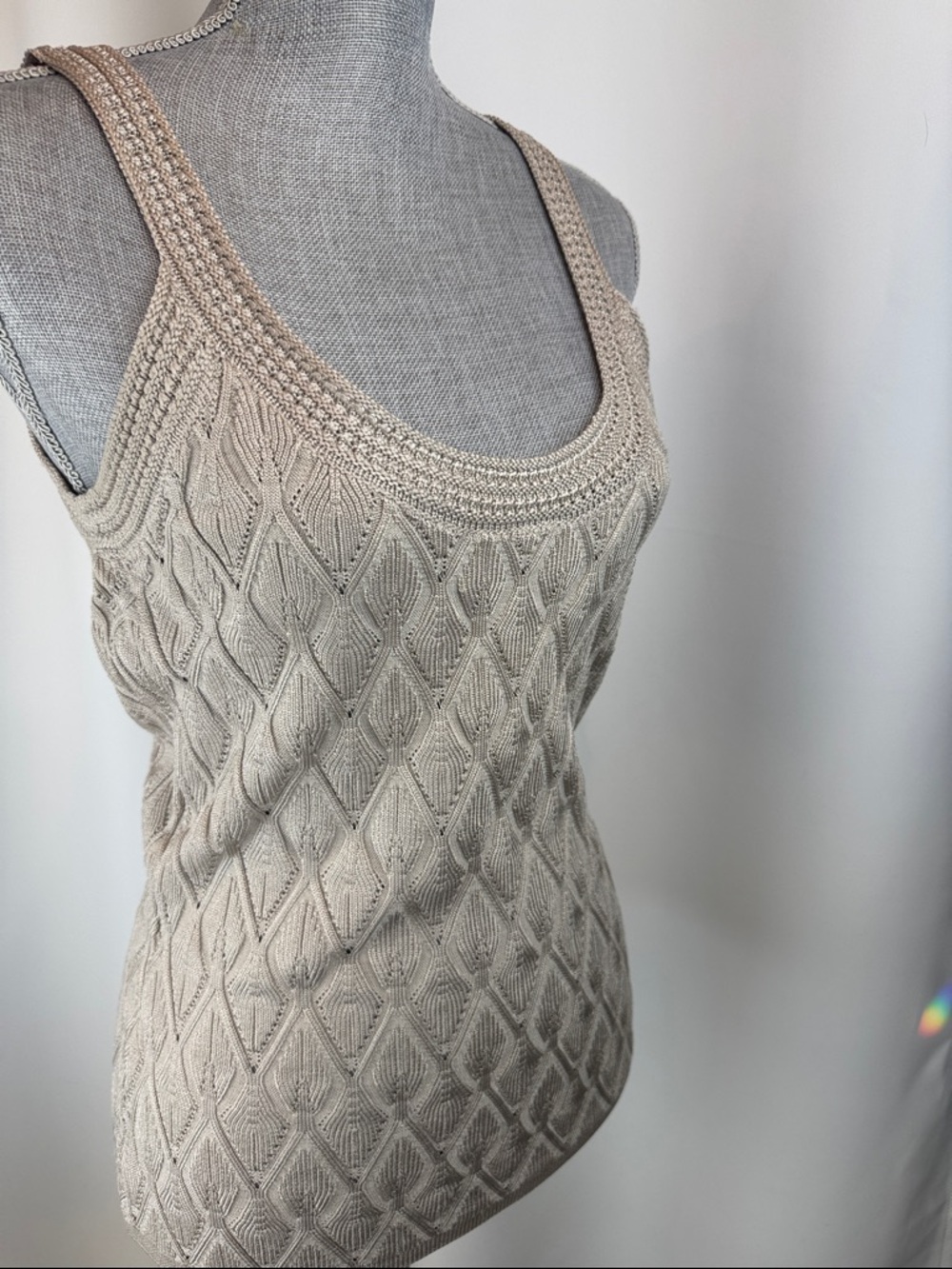 White House Black Market tan knit tank S-Small